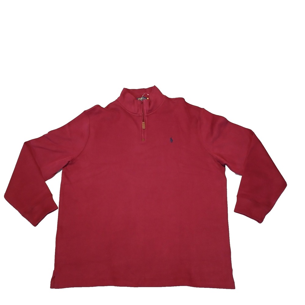 Polo Ralph Lauren 1/4 Zip Sweater Men's 2XL XXL Red Maroon Flesh Pony Preppy NEW